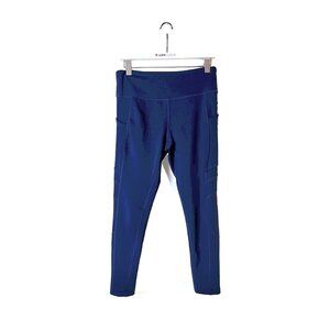 New Balance Navy Blue Leggings Women’s Size Large Pockets Running Yoga 27"L 15"W